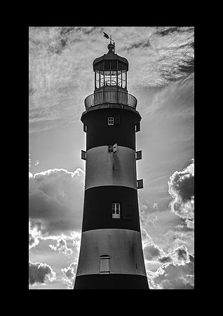 Smeaton's Tower Black and White with Black Border